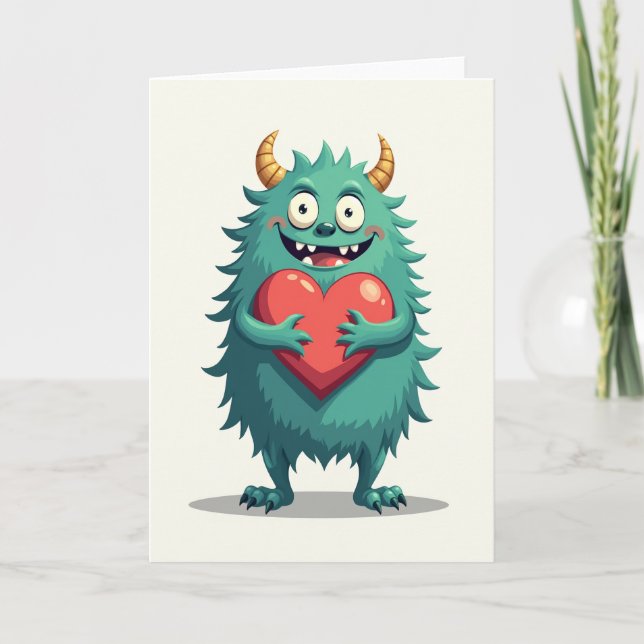 Carte d'amour de monstre mignon (Devant)