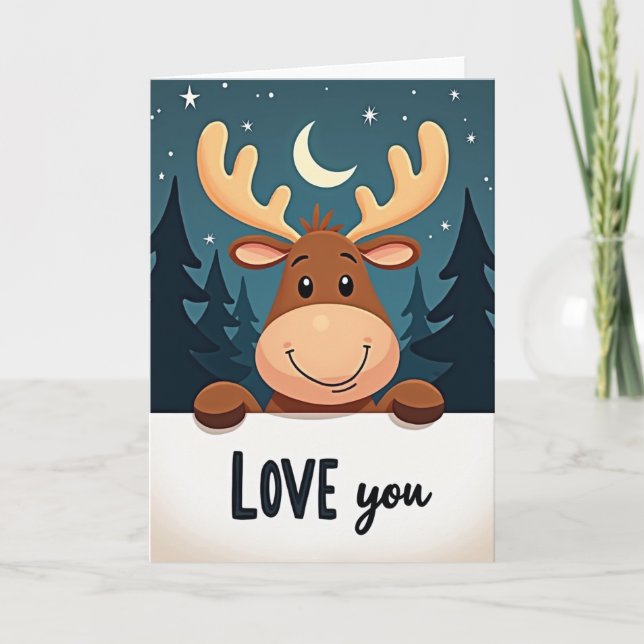 Carte d'amour de Noël au renne (Devant)