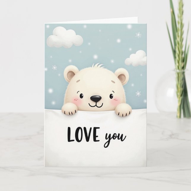 Carte d'amour de ours polaire mignon (Devant)