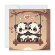 Carte d'amour de Panda Balançant