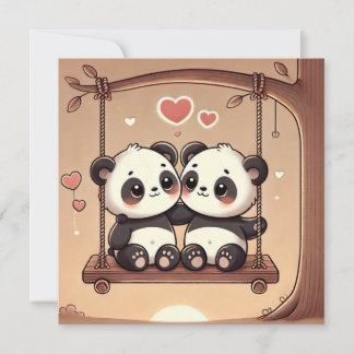 Carte d'amour de panda qui se balance