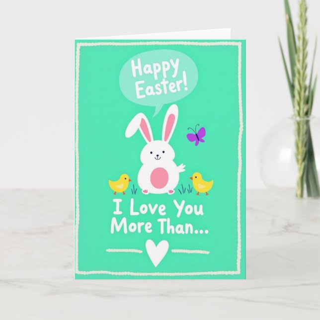 Carte d'amour de Pâques Lapin Joyeux (Devant)
