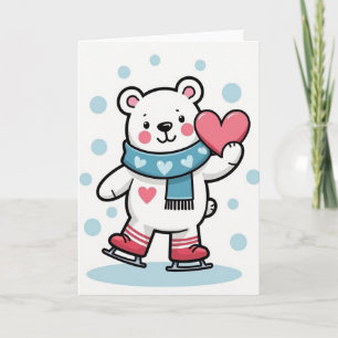 Carte d'amour de patinage sur glace d'ours polaire