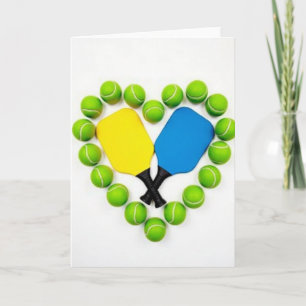Carte d'amour de pickleball en forme de cœur