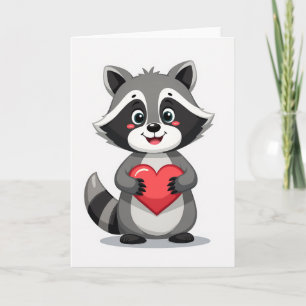 Carte d'amour de raton laveur mignon