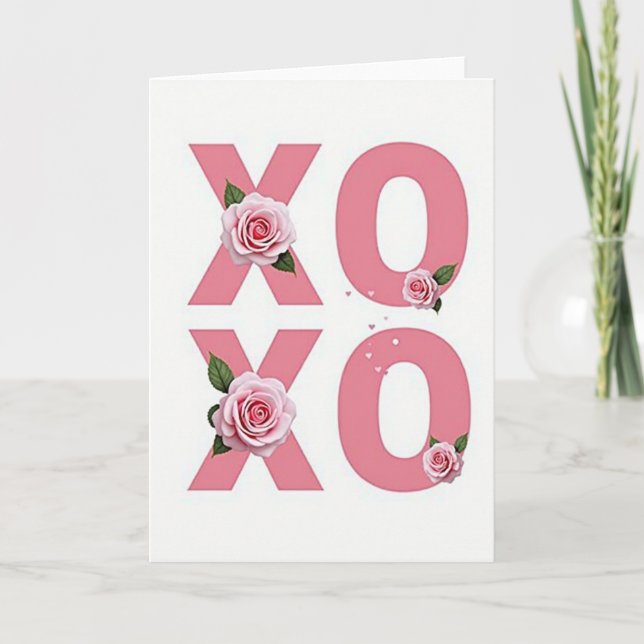 Carte d'amour de roses Xoxo simple (Devant)