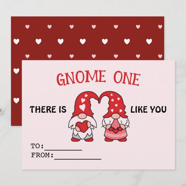Carte d'amour de Saint Valentin Gnome mignonne Red (Devant / Derrière)