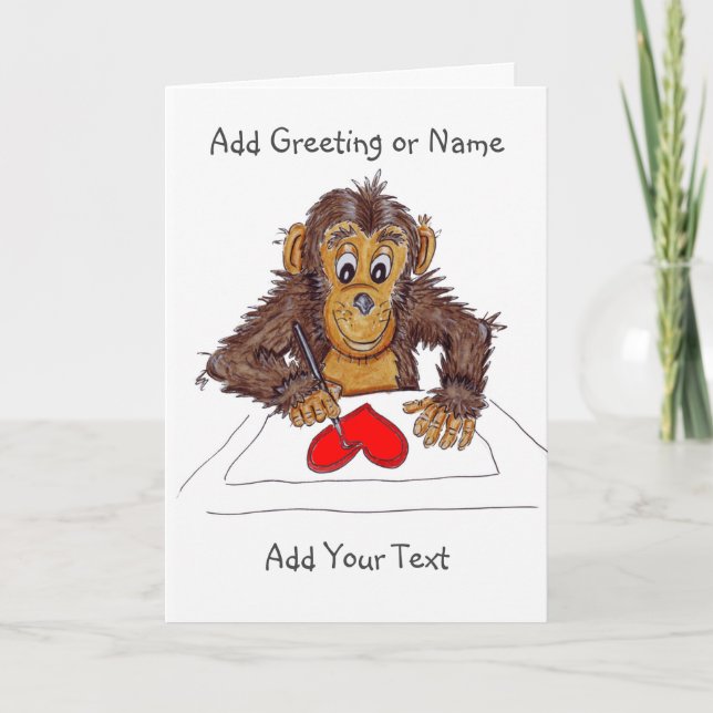 Carte d'amour de singe espiègle (Devant)