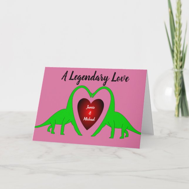 Carte d'amour de Valentine de dinosaure à (Devant)