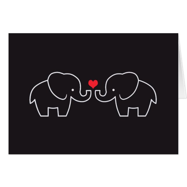 Carte d'amour d'éléphant (Devant Horizontal)