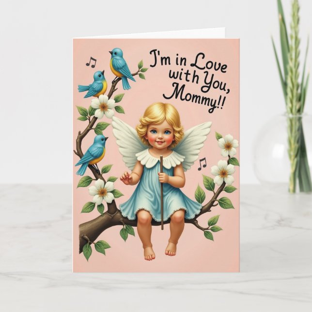 Carte d'amour d'enfant ange rempli (Devant)
