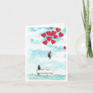 Carte d'amour des ballons de pingouin