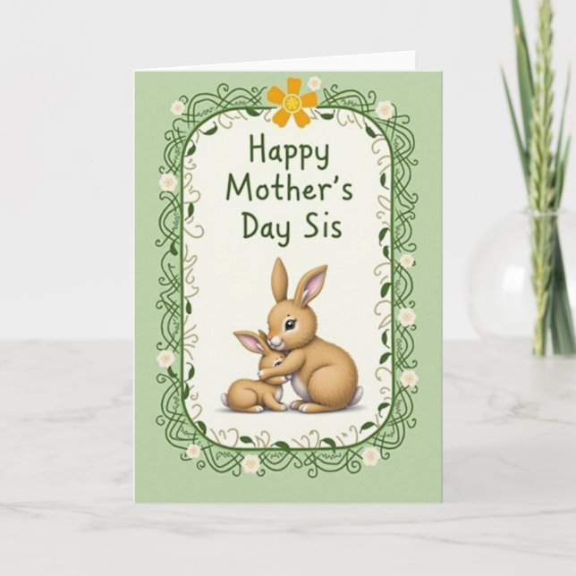 Carte d'amour des mères Lapin Pastel (Devant)