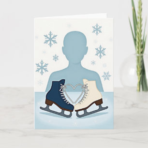 Carte d'amour d'hiver Patins à glace cœur