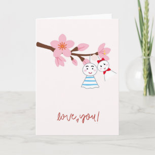 Carte d'amour douce Love You avec Teru Teru Bozu &