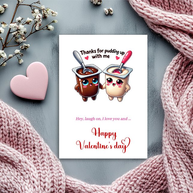 Carte d'amour drôle de la Saint-Valentin avec de l (Funny Valentine’s Day Love Card with Cartoon Food)