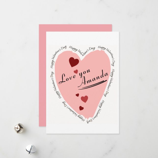 Carte d'amour du coeur Heureuse Sainte-Valentin (Devant/Arrière en situation)