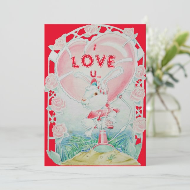 Carte d'amour du lapin pour la Saint-Valentin (Debout devant)