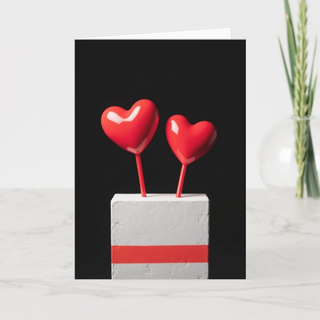 Carte d'amour en béton Cœurs Rouges (Devant)