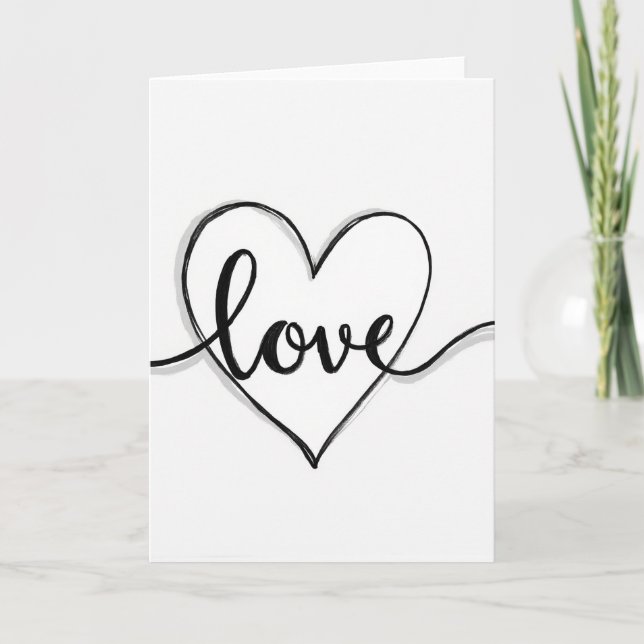Carte d'amour en calligraphie cœur (Devant)