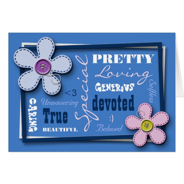 Carte d'amour et d'appréciation bleue (Devant Horizontal)