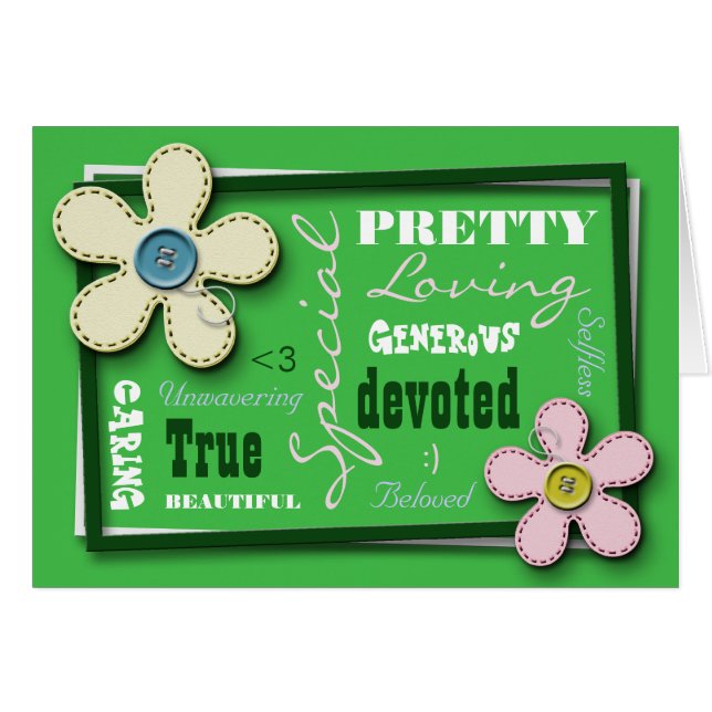 Carte d'amour et d'appréciation verte (Devant Horizontal)