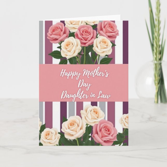 Carte d'amour familiale florale rayée (Devant)