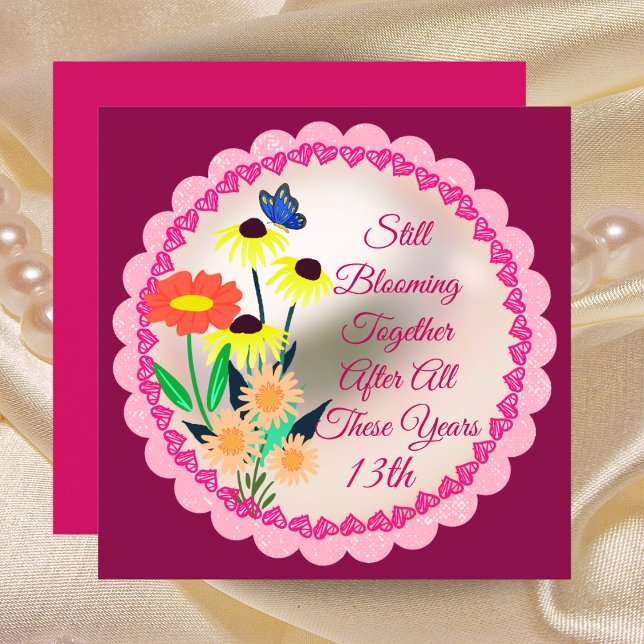 Carte d'amour Fleur sauvage du 13e anniversaire po (Créateur téléchargé)
