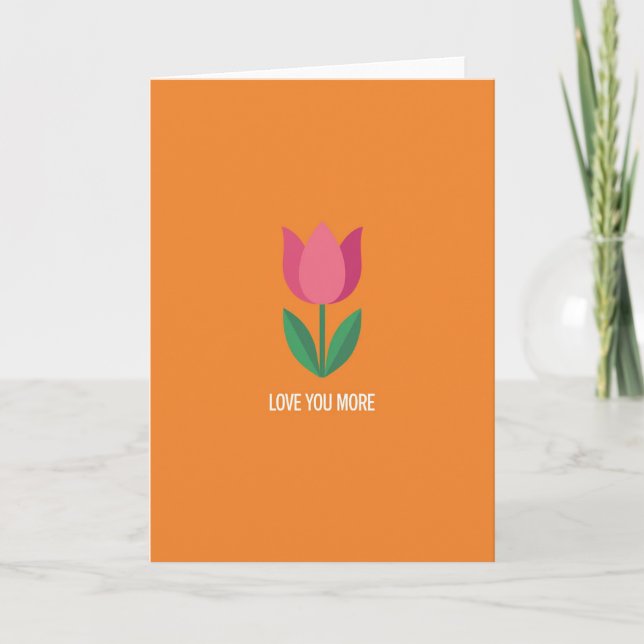 Carte d'amour fleuri orange "Je t'aime plus" (Devant)