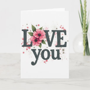 Carte d'amour florale rose