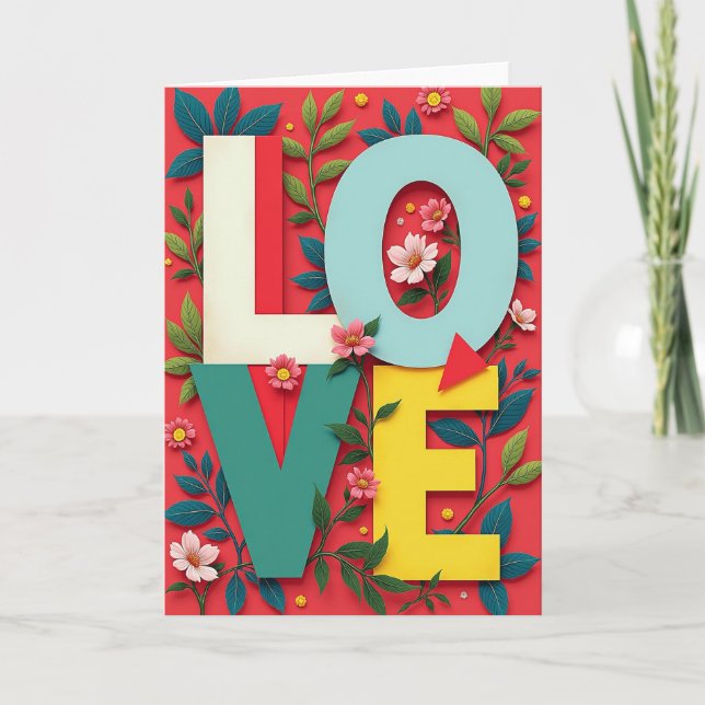 Carte d'amour florale vibrante (Devant)