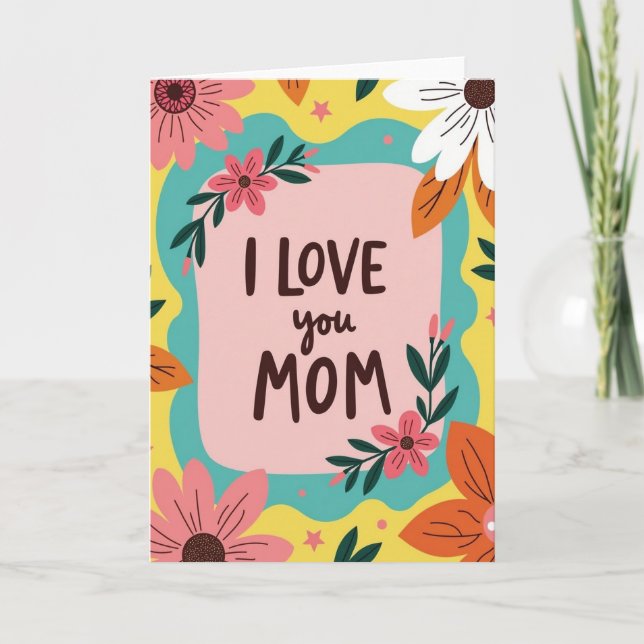 Carte d'amour florale vibrante pour maman (Devant)