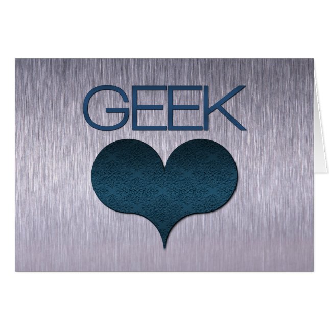 Carte d'Amour geek (Coeur), Bleu foncé (Devant horizontal)