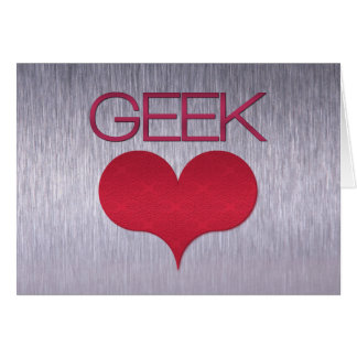 Carte d'amour geek (coeur), rose foncé
