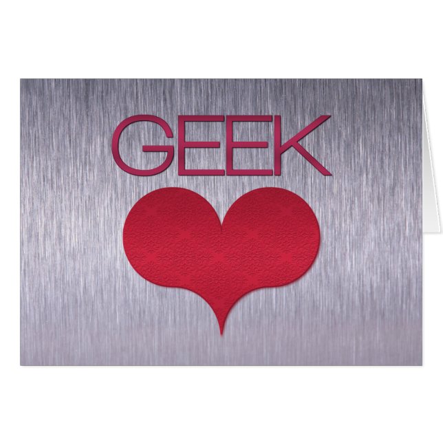 Carte d'amour geek (coeur), rose foncé (Devant horizontal)