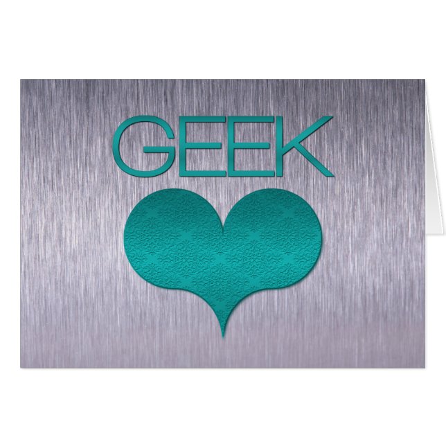 Carte d'Amour geek (Coeur), Turquoise (Devant horizontal)
