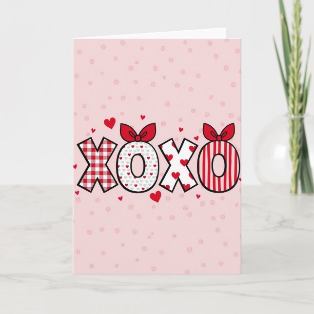Carte d'amour graphique Xoxo Hearts (Devant)