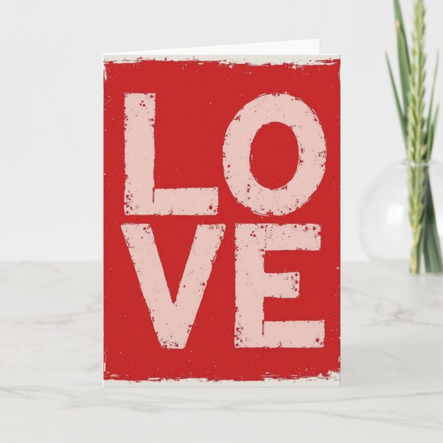 Carte d'amour grunge rouge (Devant)