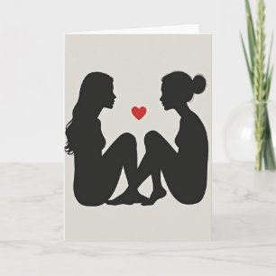 Carte d'amour lesbienne minimaliste