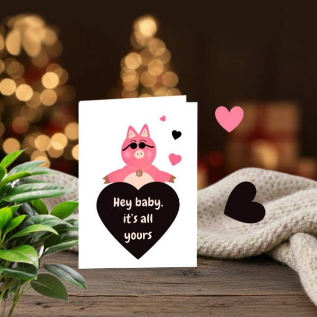 Carte d'amour ludique avec cochon cool (Créateur téléchargé)