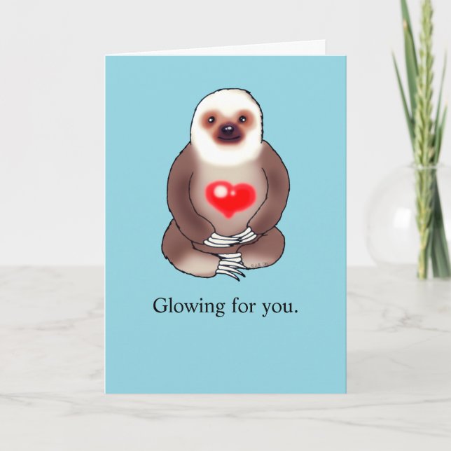 Carte d'amour mignonne Sloth avec coeur (Devant)