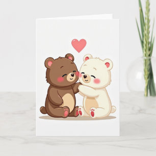 Carte d'amour minimaliste avec ours qui s'étreigne