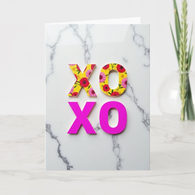 Carte d'amour moderne Floral Xoxo (Devant)