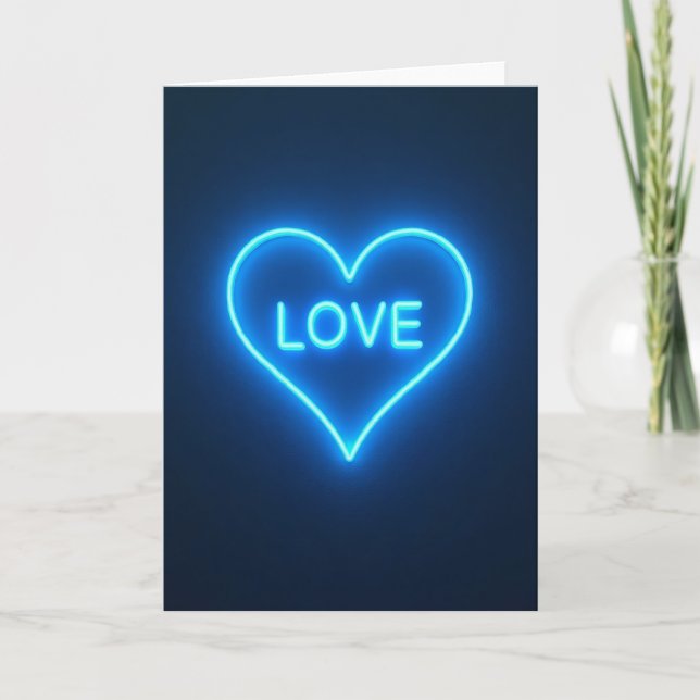 Carte d'amour néon bleu (Devant)