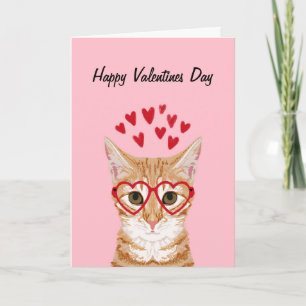 Carte d'amour Orange Tabby Cat Valentines