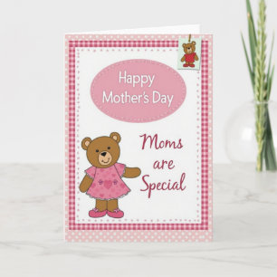 Carte d'amour ours rose pastel