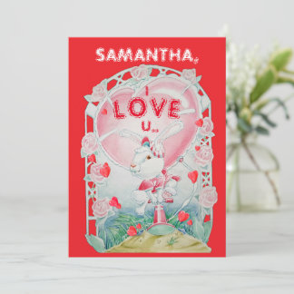 Carte d'amour personnalisée de lapin de la Saint-V