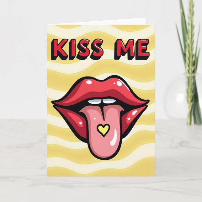 Carte d'amour Pop Art Kiss Me Lips (Devant)