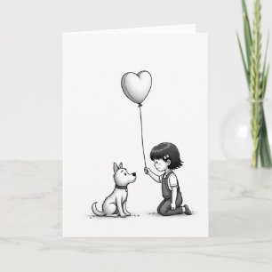 Carte d'amour pour animal de compagnie avec ballon