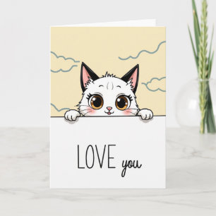Carte d'amour pour chat Kawaii